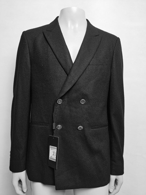 2025秋 利牌双排扣羊毛呢黑色男士休闲西服外套时尚潮流上衣175码