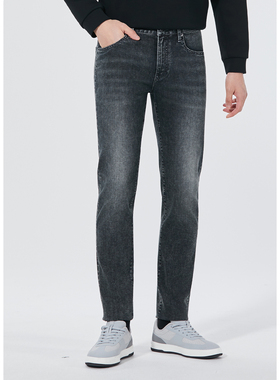 2025秋冬 利牌B5QNZ30501黑色牛仔裤低腰修身窄脚弹力长裤88码数