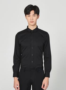 2024春秋 利牌21QZC0022男士纯黑色新款长袖衬衫商务正装衬衣纯色
