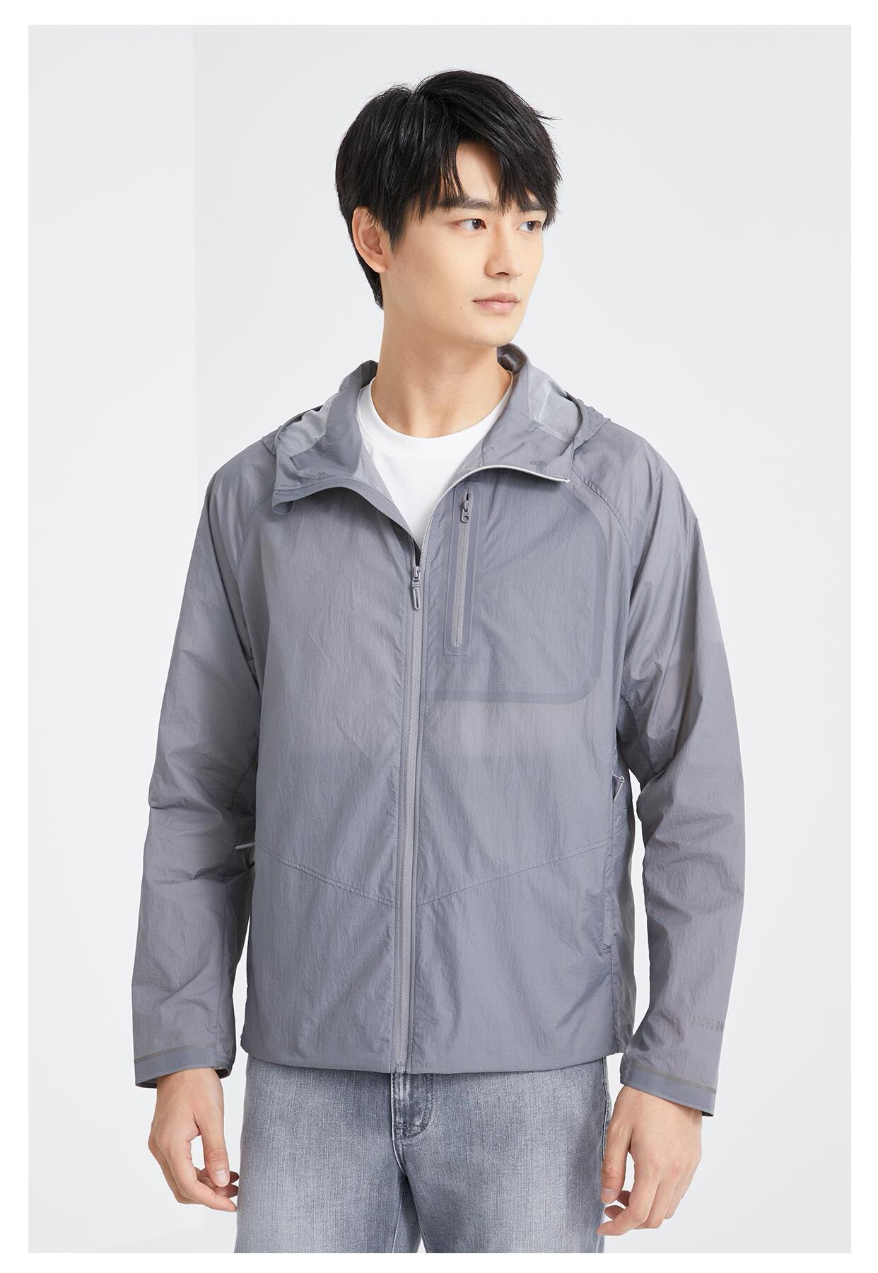 利家26夏男连帽夹克防晒衣空调服茄克中灰24XKF0012A剩170-88A图片