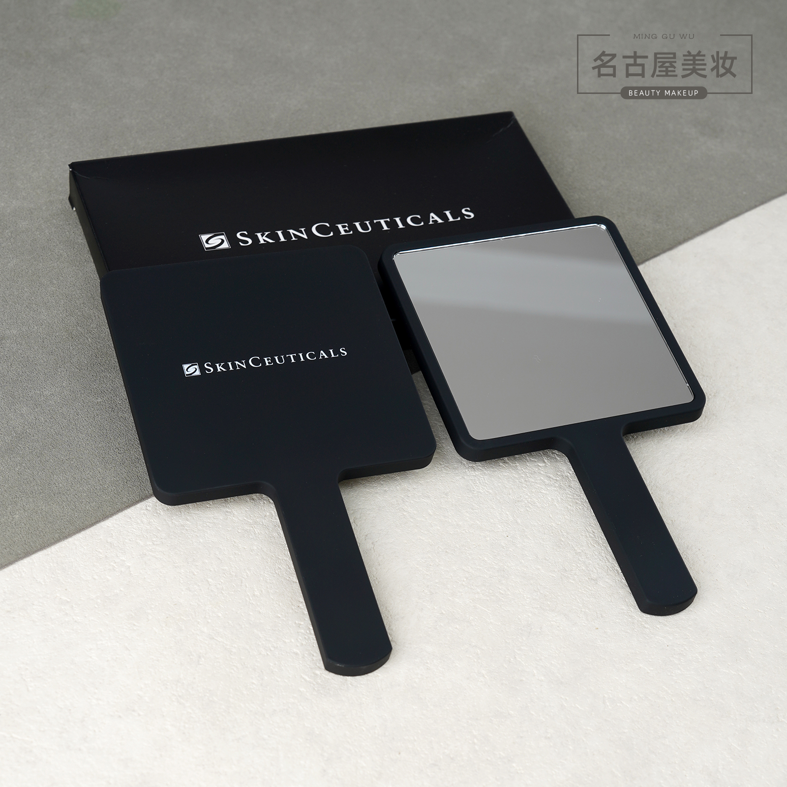 修丽可专柜赠品化妆镜 随身带小号黑色手柄镜磨砂 学生女手持镜子