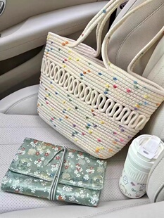 女夏季新款潮流时尚百搭小众大容量编织手提洋气单肩包度假草编包