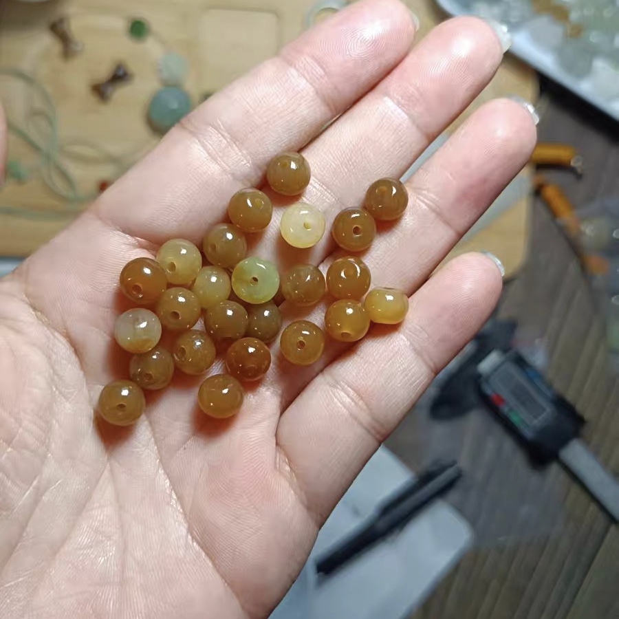 天然和田玉糖玉迷你小平安扣卡7面包圈散珠小吊坠diy编织手链耳环