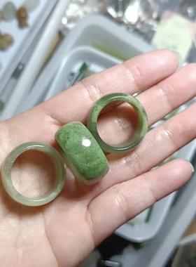 天然和田玉扳指戒指冰透个性飘花指环玉卡20mm宽版素圈圆条男女款