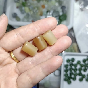天然和田玉光面大桶珠卡10mm散珠子文玩配饰diy手串顶珠腰珠配珠