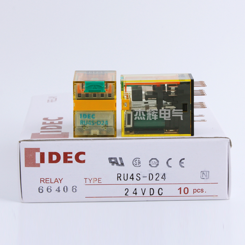 IDEC和泉中间继电器 RU4S-D4 DC24V 4开4脚闭6A带灯带测试21454P