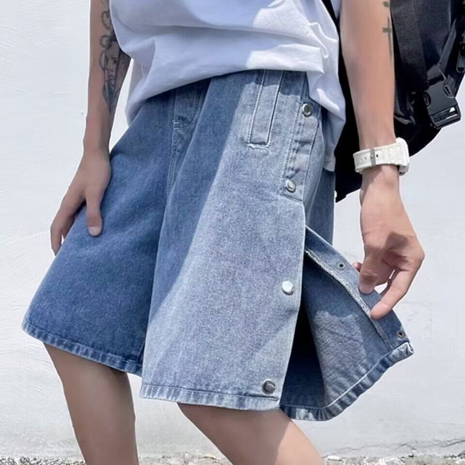 工装牛仔短裤男款夏季宽松高级感休闲中裤水洗复古潮牌痞帅五分裤