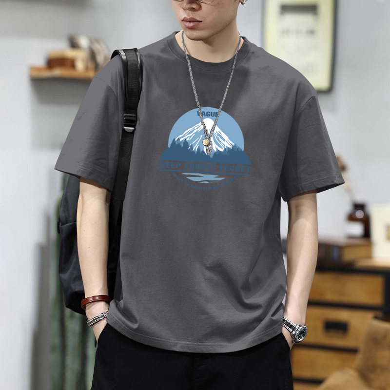 韩版潮流男士宽松短袖T恤纯棉圆领半袖体恤百搭纯色打底衫上衣