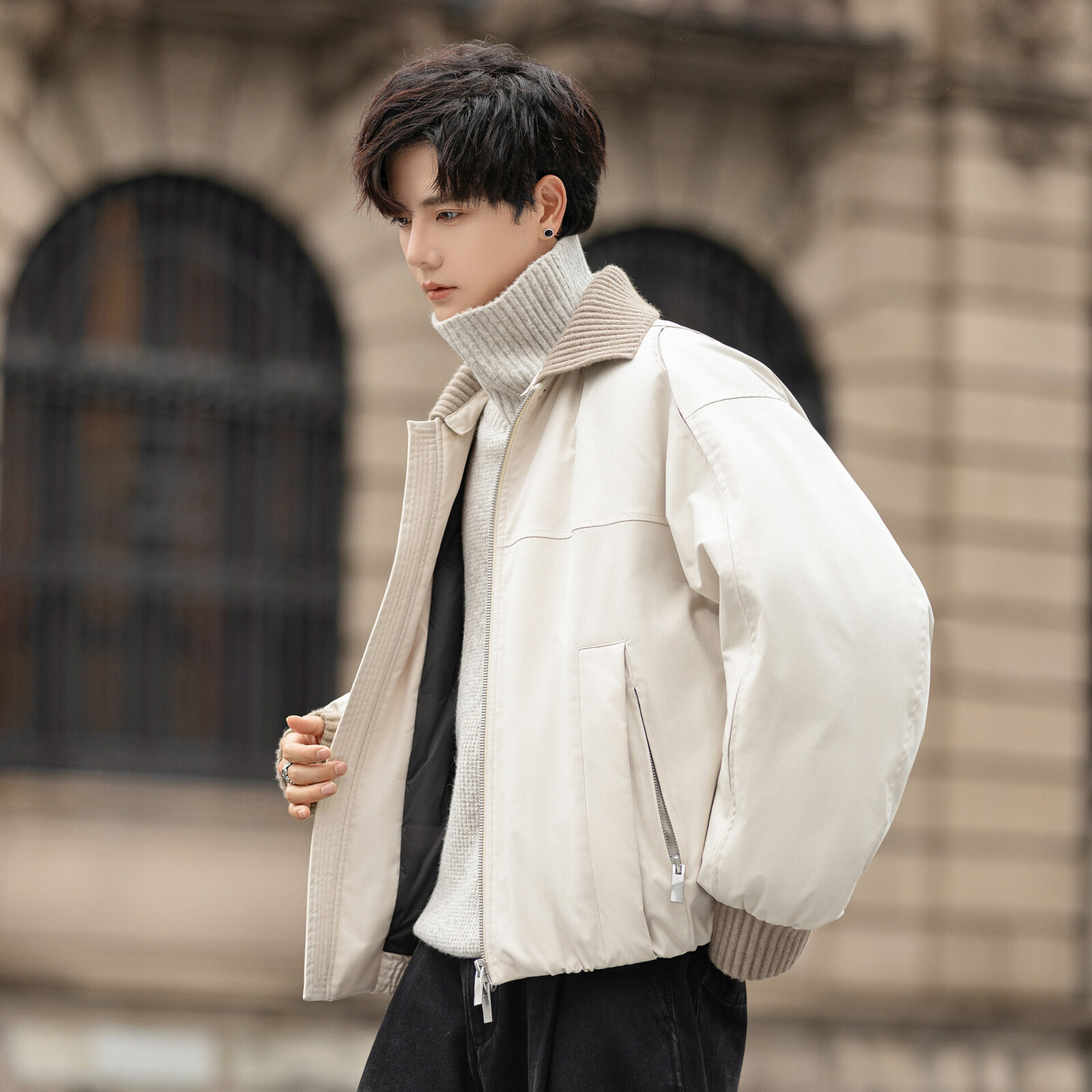 男装羽绒服F5509其他/other潮加厚聚酯纤维白鸭绒（绒子含量90%）