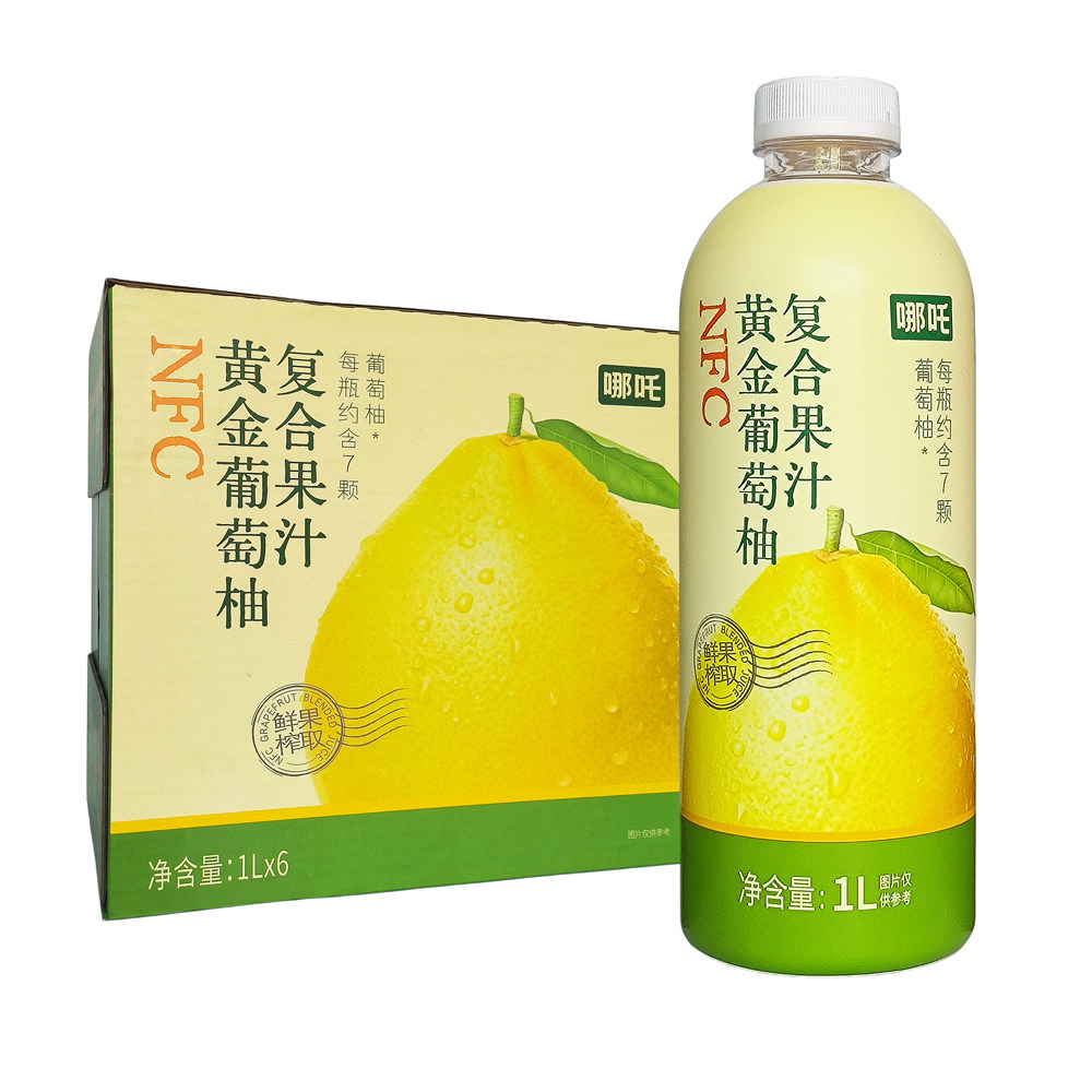 哪吒NFC黄金葡萄柚复合果汁鲜果榨取 1L*6瓶