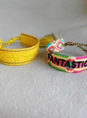 字母星星民族风编织亮色手绳手链彩色流苏饰品小众学生闺蜜款2025