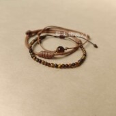 新款 黄虎石编织手链ins小众叠戴设计高级感百搭细手链女文艺学生