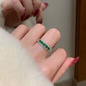s925银天然阳绿翡翠戒指高级感小清新设计款 女戒