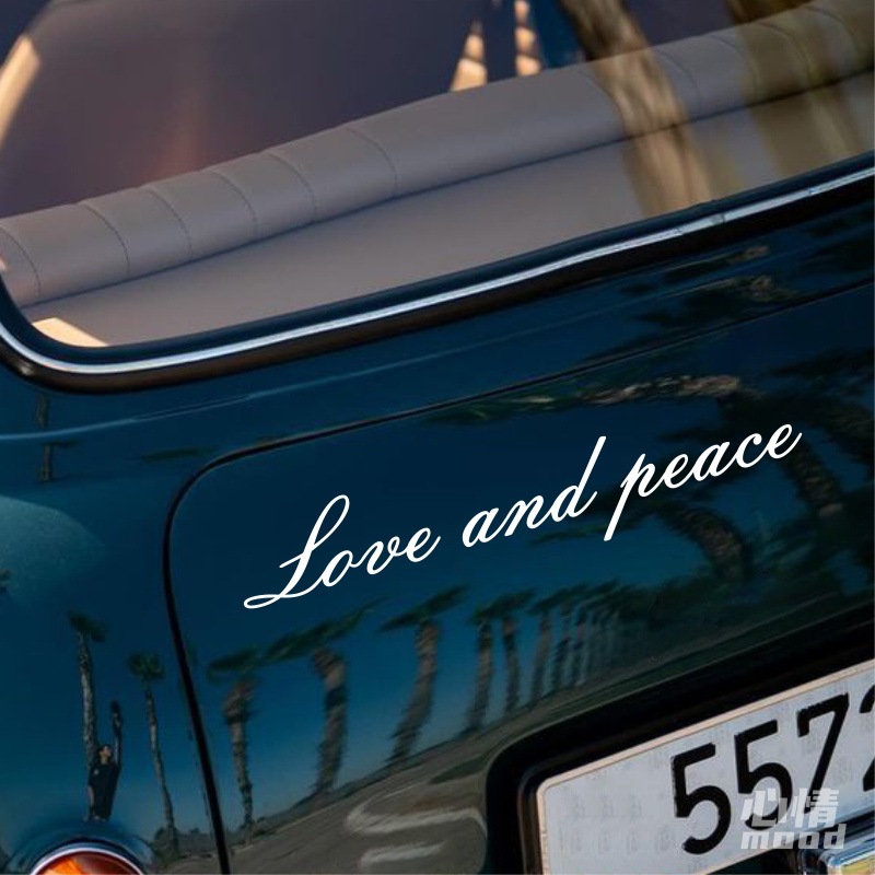 心情车贴丨爱与和平英文拉花车身后备箱车门轮眉表面贴纸可