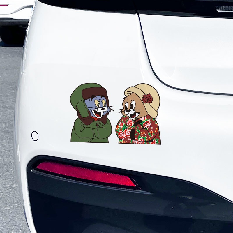 猫和老鼠系列车贴冬北棉袄风汽车可爱卡通个性创意划痕电动车贴纸