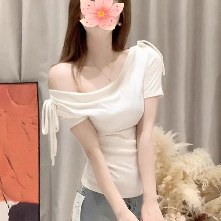 纯欲风短袖T恤女装绑带洋气上衣