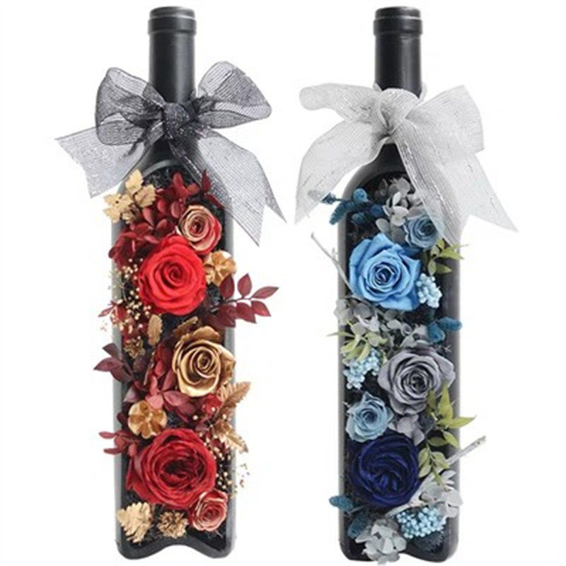 切割瓶插花玻璃瓶横切瓶红酒瓶餐饮家居摆设永生花空瓶茶色厂家定