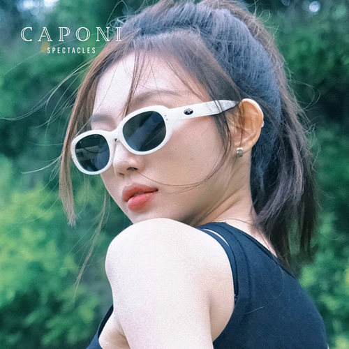 CAPONI复古猫眼窄框墨镜女