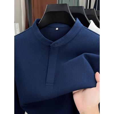 立领长袖t恤男士春秋季内搭打底衫男款潮牌亨利领卫衣薄款上衣服