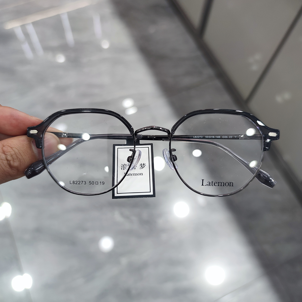 浪特梦镜架男眉毛框商务半框可配近视眼镜框女潮防蓝光眼镜L82273