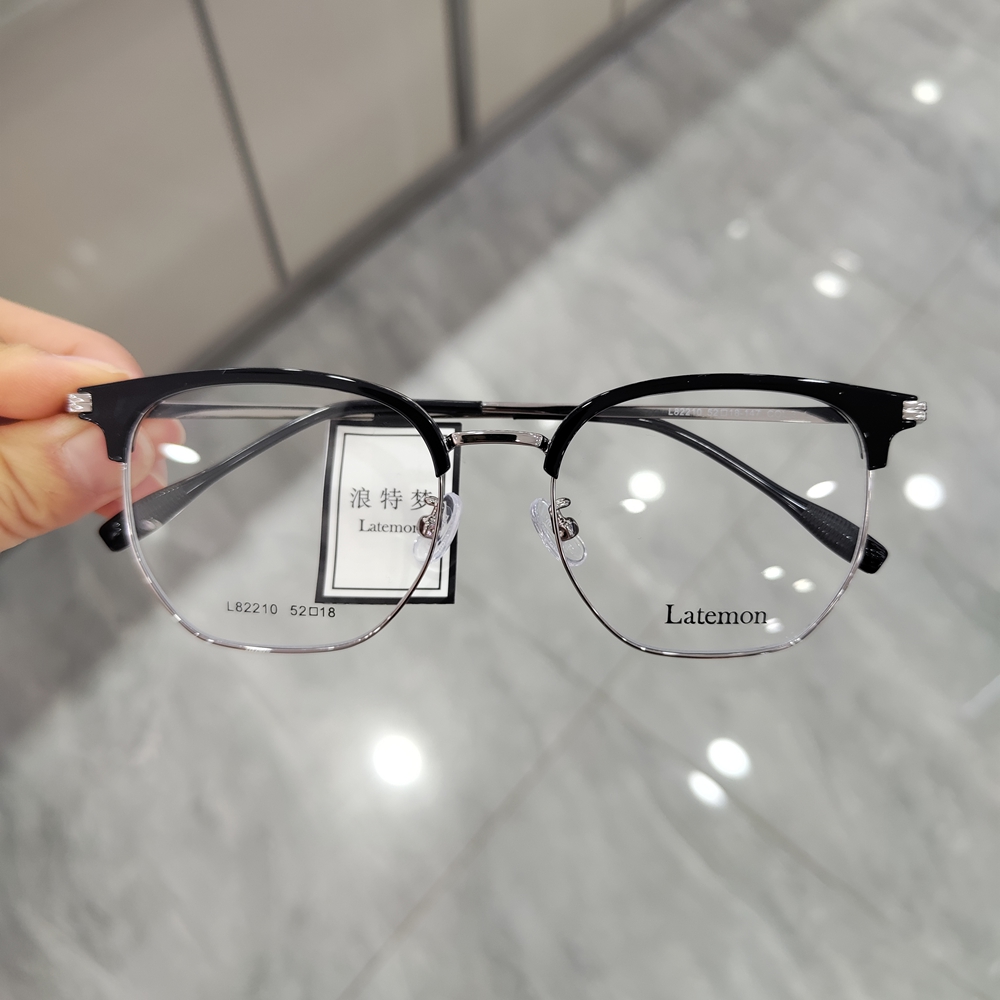 浪特梦镜架男眉毛框商务半框可配近视眼镜框女潮防蓝光眼镜L82210