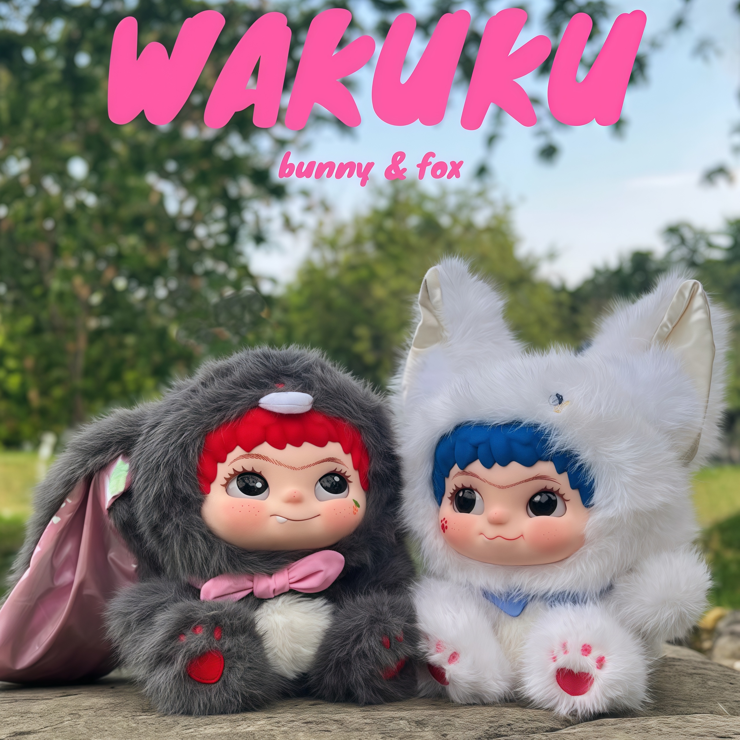 【现货】正版WAKUKU狐狐兔兔捣蛋日记系列挂件毛绒娃娃盲盒公仔礼