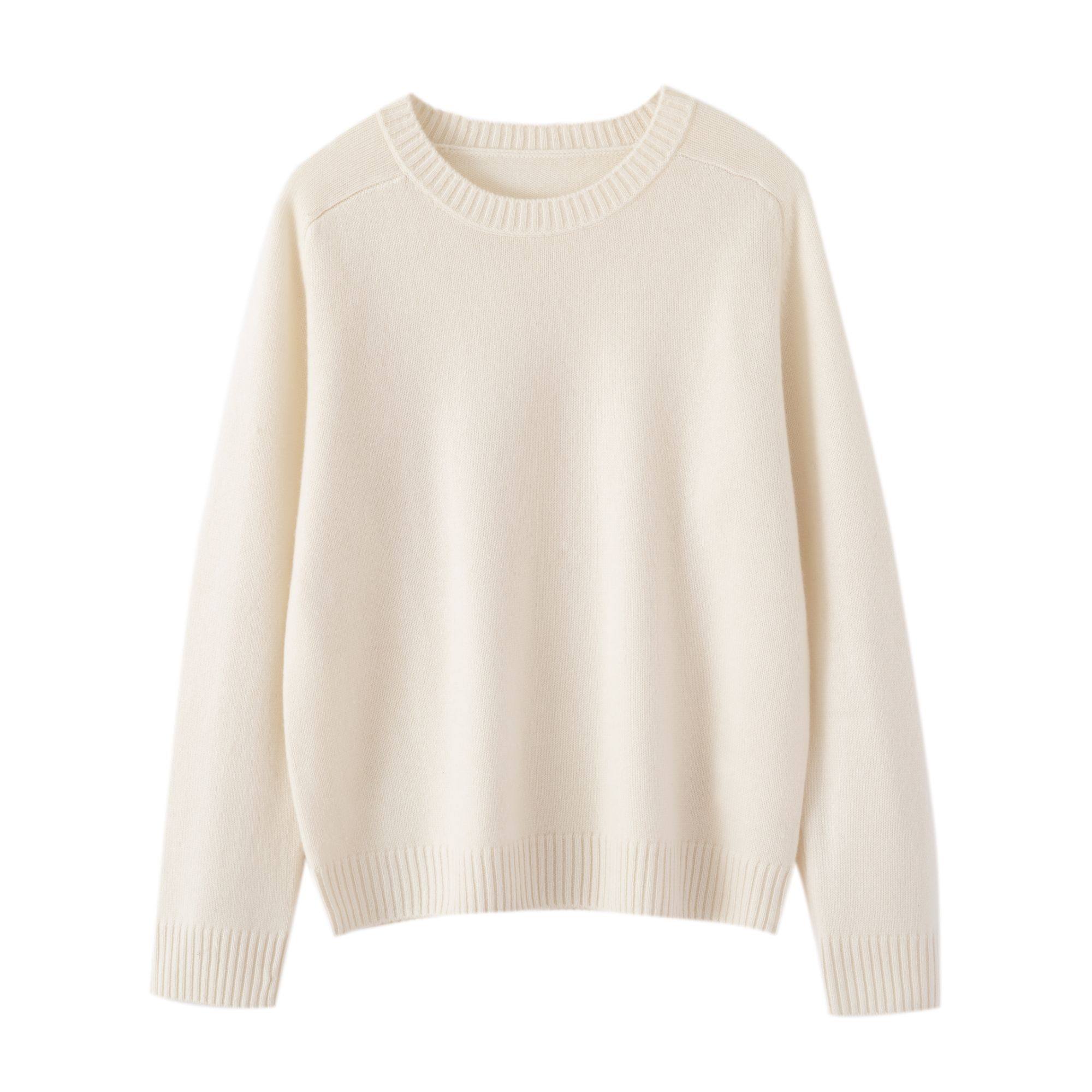 进口纱线重磅加厚高奢LP100山羊绒宽螺纹套头女