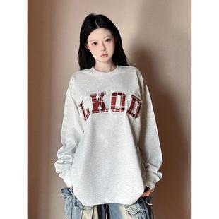 STORE 男女同款 LKOD2024秋冬新款 打底衫 T恤tee 格子字母长袖