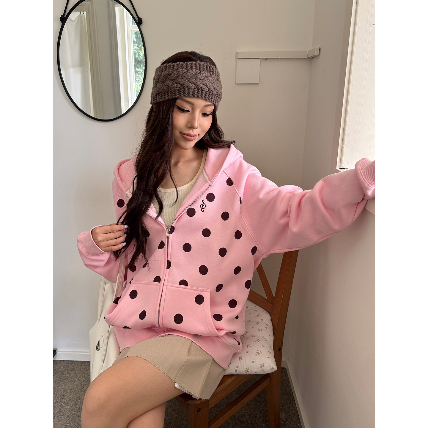 LK STORE LKOD2026秋冬新款波点连帽宽松休闲美式卫衣情侣男女