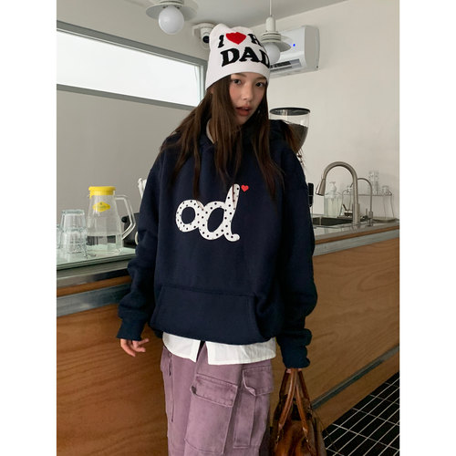 LKOD波点贴布连帽卫衣
