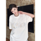 刺绣烟花字母圆领宽松潮牌情侣短袖 新款 T恤 LKOD2025夏季 LKSTORE