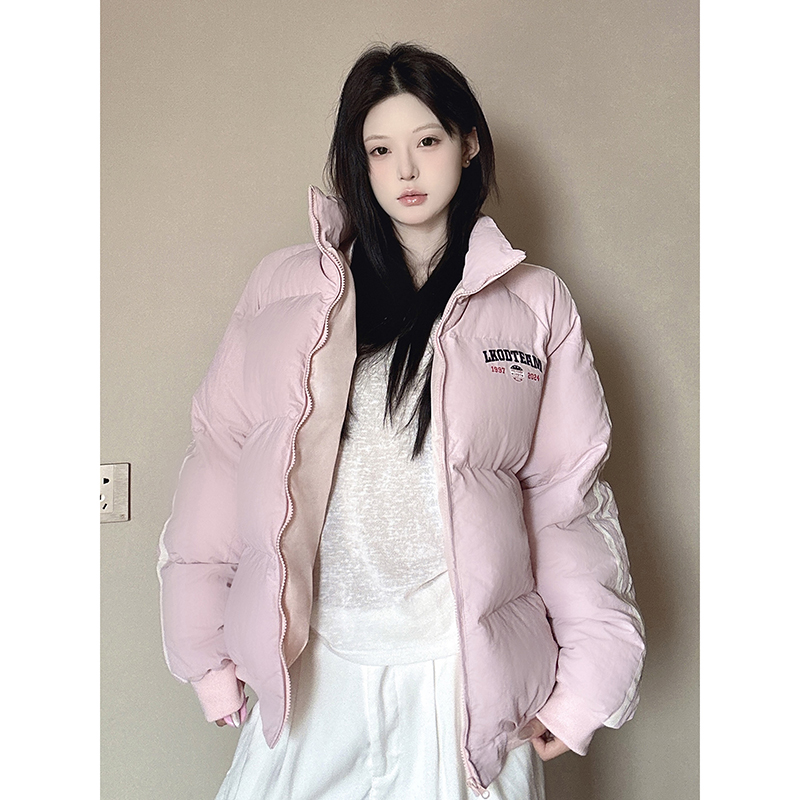 LKOD拼条印花情侣棉衣夹克外套