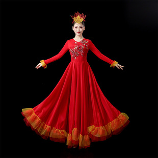 开场舞大摆裙演出服女新款大气歌伴舞蹈服装中国风合唱团表演长裙