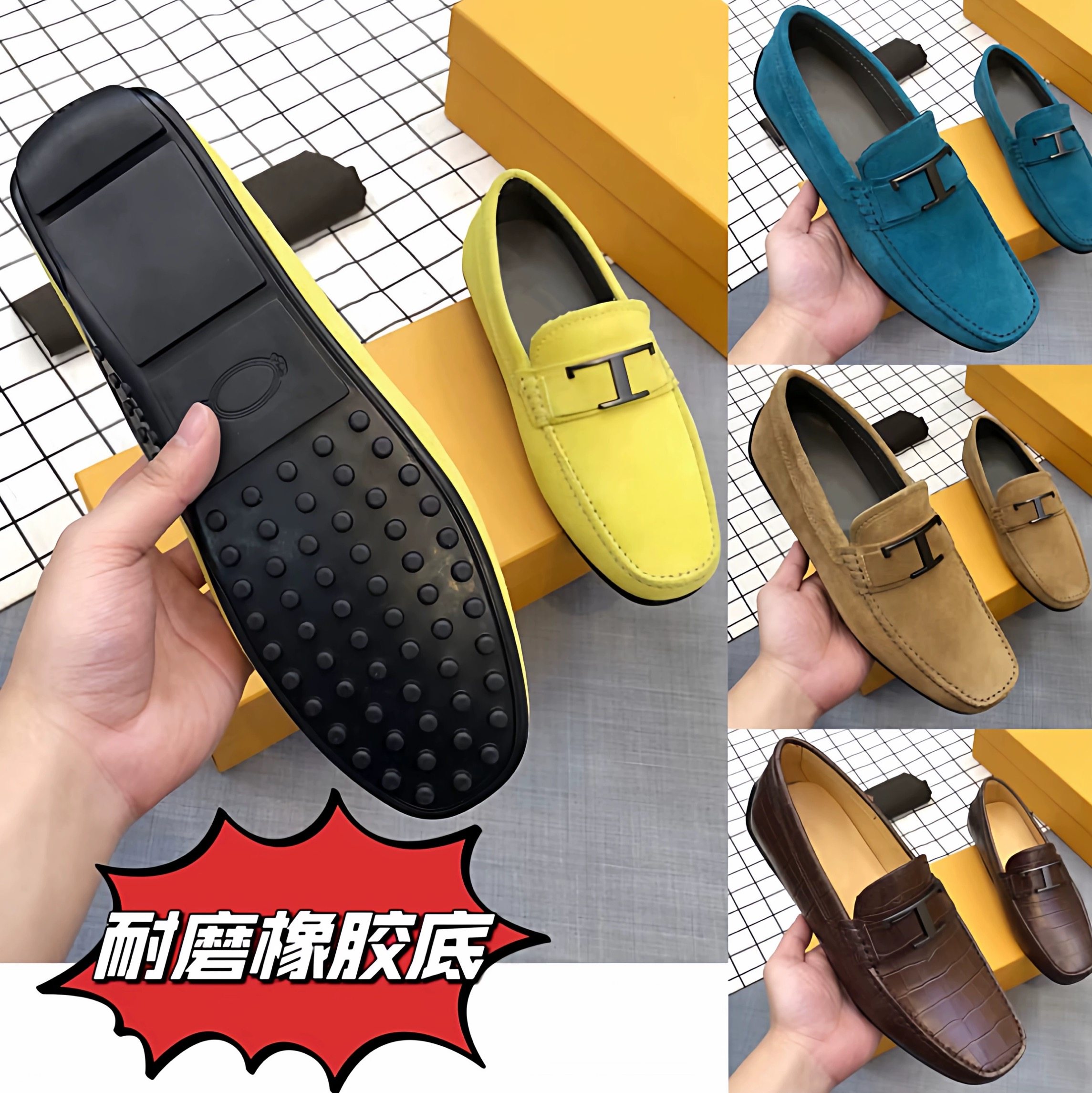 JCTQ新款高端真皮豆豆鞋男英伦风商务懒人套脚软底潮牌休闲驾车鞋