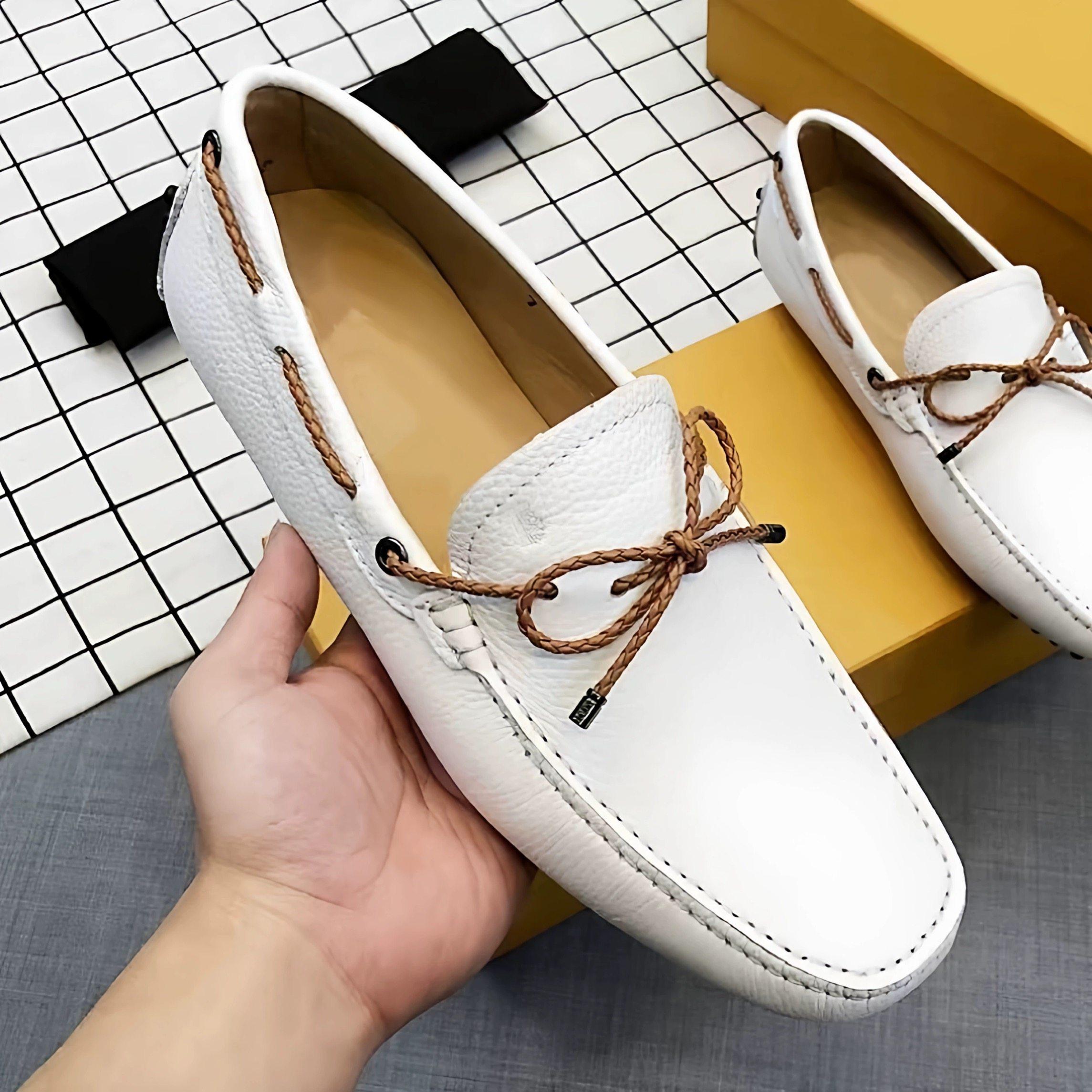 JCTQ直邮高端新款真皮豆豆鞋男懒人休闲百搭经典蝴蝶结潮流驾车鞋