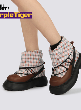 Purple Tiger新款原创设计感小众百搭甜美学院风厚底增高玛丽珍鞋