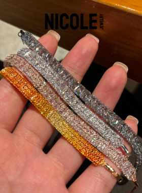 NIVOLE JEWELRY 意大利网兜链满钻手链 四色可选重工编织锆石首饰