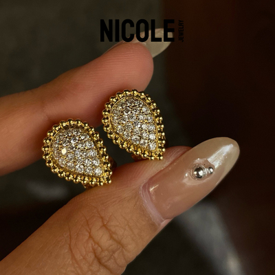 Nicole jewelry s925纯银莫桑石耳钉女时尚个性水滴耳环新款女