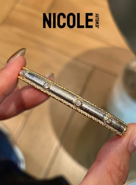 纯银S925手工拉丝布契风白金手镯