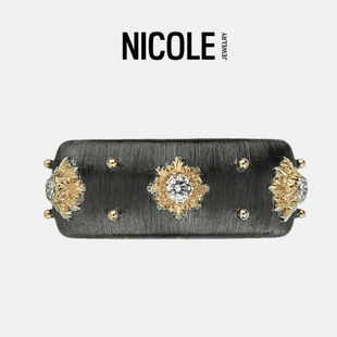 织纹雕金复古女轻奢小众设计感 Nicole S925银 手工拉丝宽版 戒指