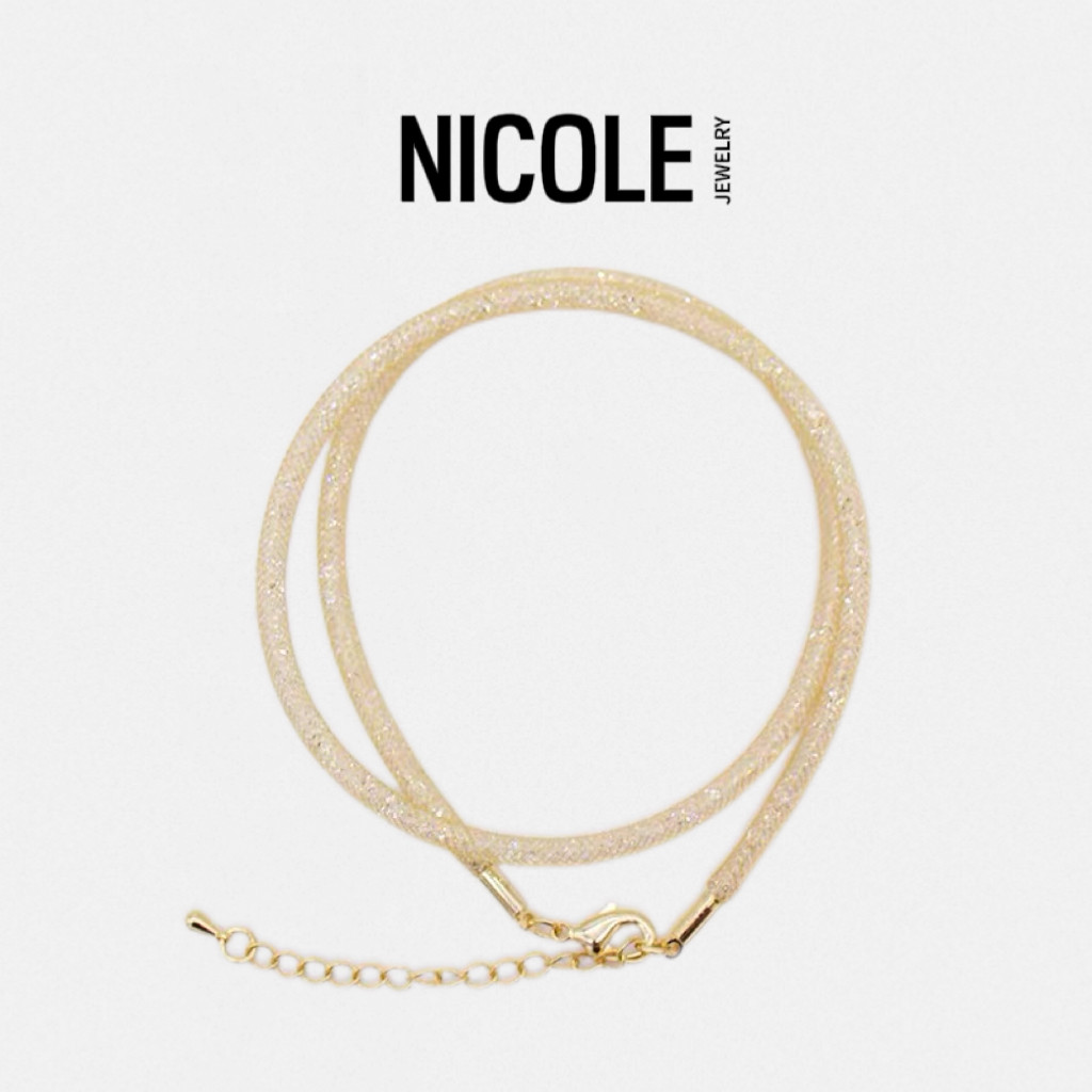 Nicole Jewelry 奢华满钻意大利精工银丝网织闪锆钱袋子纯银项链