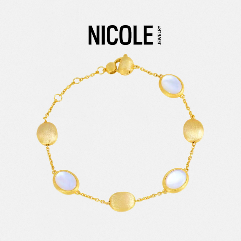 Nicole意大利拉丝工艺贝母手链S925银镀金老钱风轻奢女礼物新品