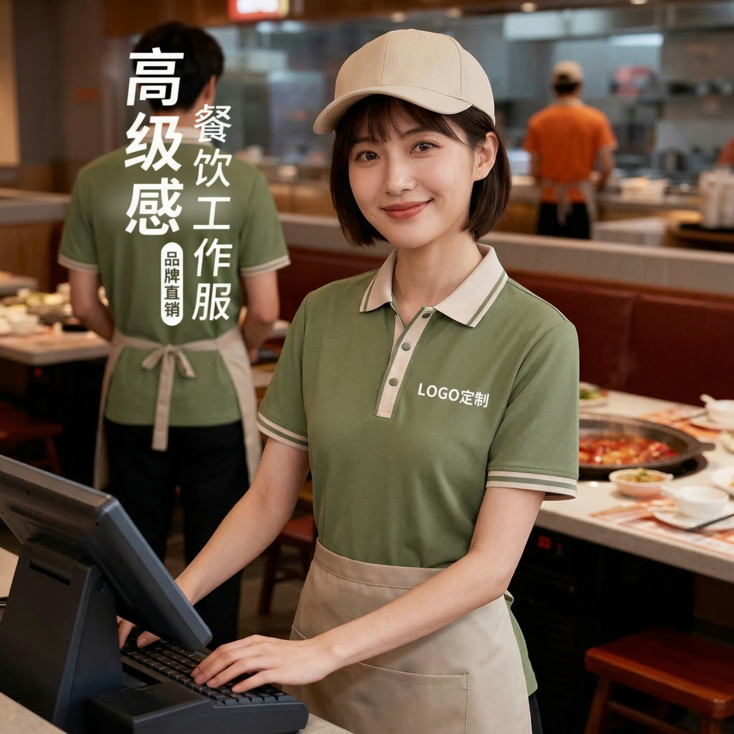 餐饮店员短袖工作服定制印logo咖啡奶茶店前厅服务员夏季工衣T恤