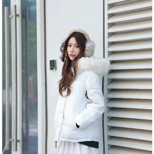 COOLLINE林子熙重工chao大毛领短款白色羽绒棉衣棉服女保暖外套冬
