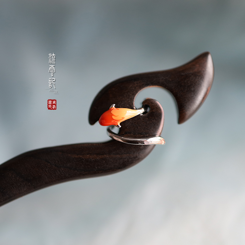 发簪子流云黑檀木锦鲤