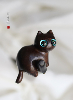 流云记檀木猫咪发簪个性小众