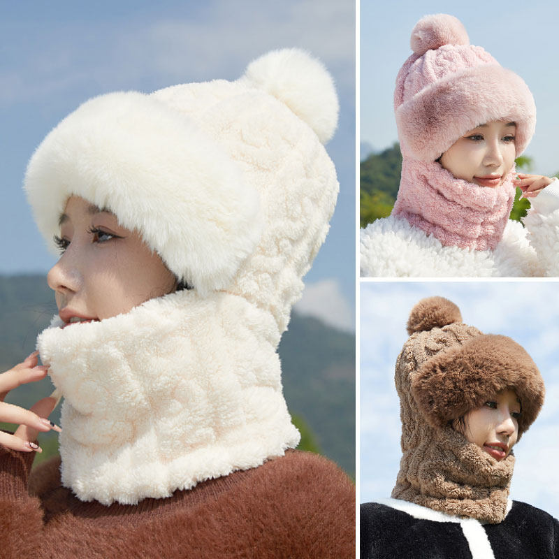 骑车帽子冬季女骑行面罩遮脸套头帽防风围脖加绒护耳头套保暖一体