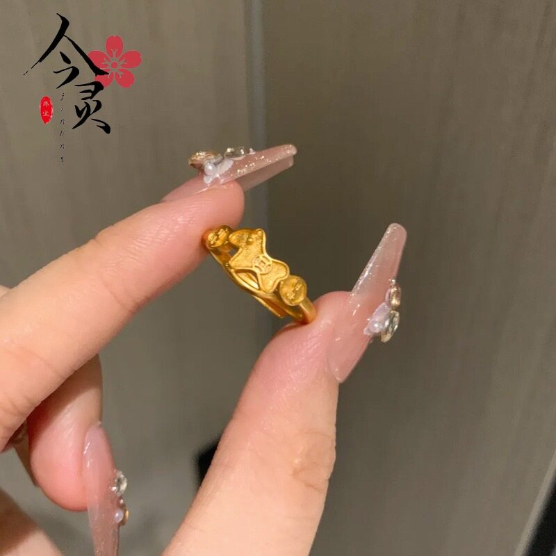 金色马上有钱开口戒指