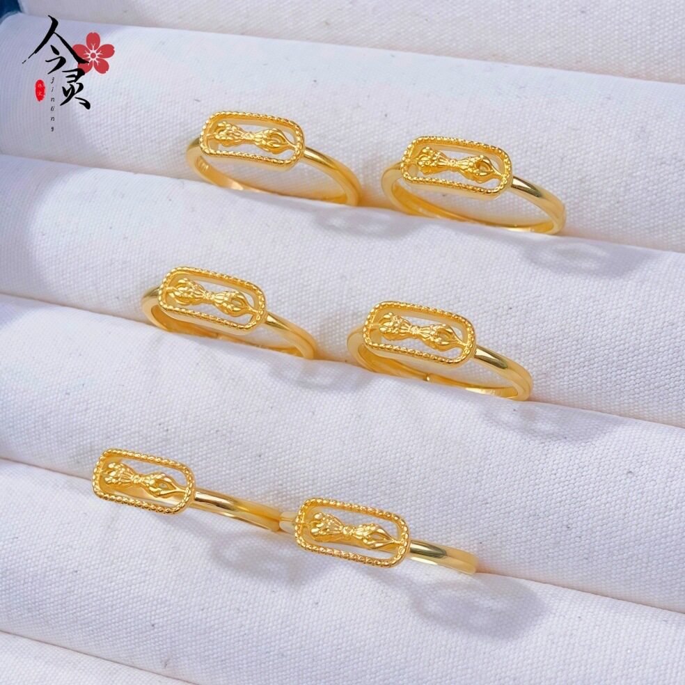 金色不褪色金刚杵活口戒指