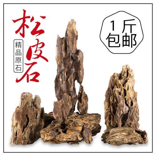 松皮石假山盆景天然原石园艺鱼缸水族造景装饰吸水石头虎皮龙骨石 - 封面